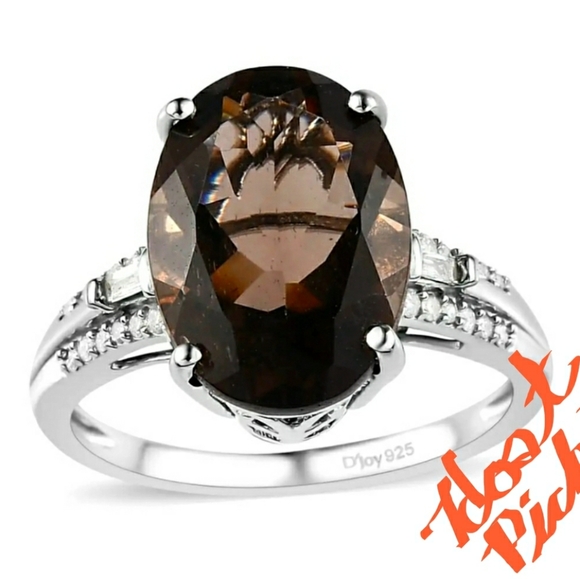 Colombianite and Diamond Ring in Platinum Over Sterling Silver 5.30 ctw - Picture 1 of 14